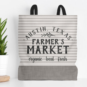 Grijze Strepen Custom Farmer's Market Tote Bag
