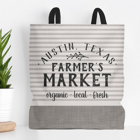 Grijze Strepen Custom Farmer's Market Tote Bag