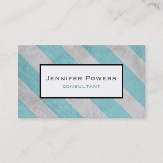 grijze strepen en blauwgroen visitekaartje van sha (Voorkant)