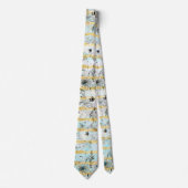 Grijze strepen en florale waterverf, met een vaste stropdas (Voorkant)