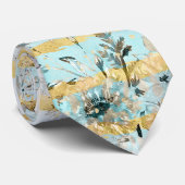 Grijze strepen en florale waterverf, met een vaste stropdas (Opgerold)