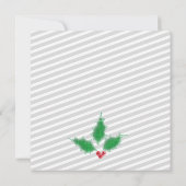 Grijze strepen, Groen Holly Kerstfeest Kaart (Achterkant)