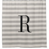Grijze Strepen Groot Monogram | Boerderij badkamer Douchegordijn (Voorkant)