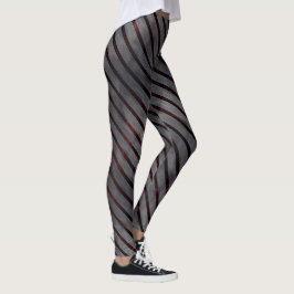 Grijze strepen kleine vierkante, roodachtige onder leggings