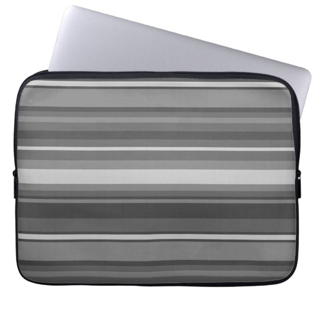 Grijze strepen laptop sleeve (Voorkant)