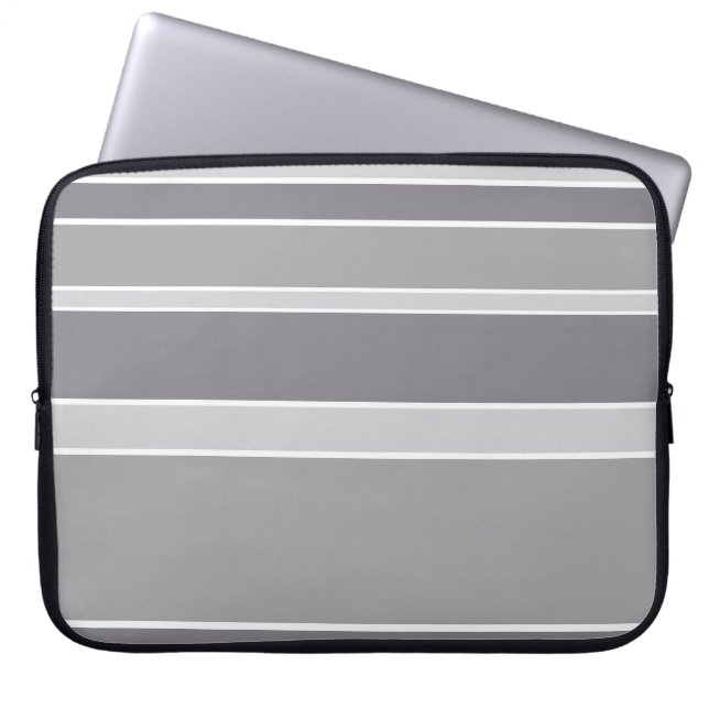 Grijze strepen laptop sleeve (Voorkant)