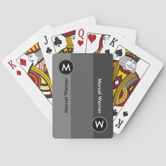 Grijze strepen met naam en initiaal pokerkaarten (Achterkant)