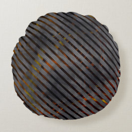 Grijze strepen of koolstoflinten? goudroodachtig rond kussen