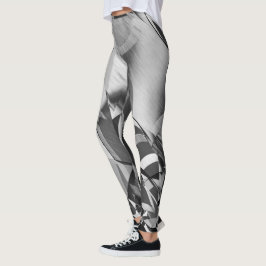 Grijze strepen op een zwart, drizzel afbeelding leggings