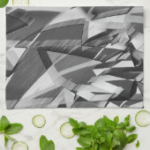 Grijze strepen op een zwart, drizzel afbeelding theedoek (Gevouwen)