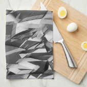 Grijze strepen op een zwart, drizzel afbeelding theedoek (Quarter Fold)