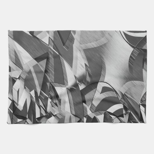 Grijze strepen op een zwart, drizzel afbeelding theedoek (Horizontaal)