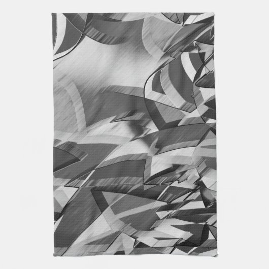 Grijze strepen op een zwart, drizzel afbeelding theedoek (Verticaal)