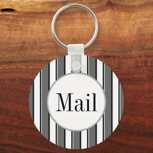 Grijze Strepen op Witte Bewerkbare E-mail Sleutelh Sleutelhanger (Voorkant)