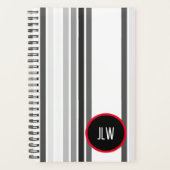 Grijze strepen Rood Cirkel Zwart wit met Initialen Planner (Voorkant)