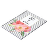 Grijze Strepen Roze Waterverf Bloemen Bloemen Notitieboek (Linkerzijde)