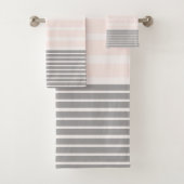 Grijze strepen, Roze Wit Bad Handdoek (Insitu)