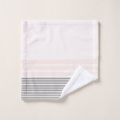 Grijze strepen, Roze Wit Bad Handdoek (Wasdoekje)