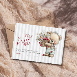 Grijze Strepen Teddy Daisy Baby Shower Luier Raffl Informatiekaartje