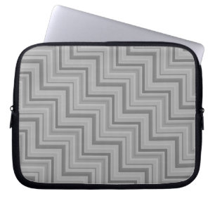 Grijze strepen trappenpatroon laptop sleeve