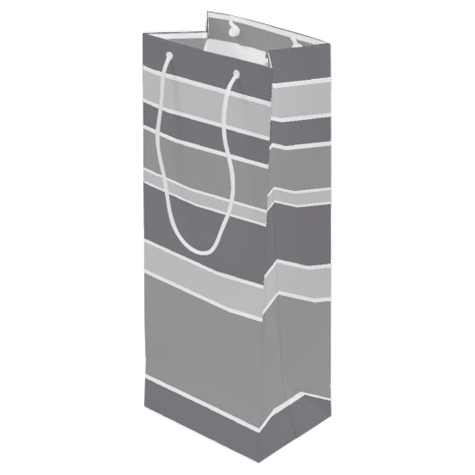 Grijze strepen wijn cadeautas (Achterkant Gekanteld)