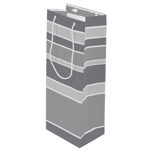 Grijze strepen wijn cadeautas (Voorkant Gekanteld)