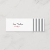 Grijze strepen, witte strepen, gestreept patroon mini visitekaartje (Voorkant)