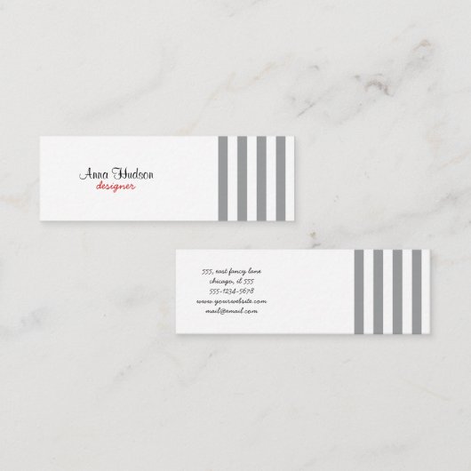 Grijze strepen, witte strepen, gestreept patroon mini visitekaartje (Voorkant / Achterkant)