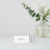 Grijze strepen, witte strepen, gestreept patroon mini visitekaartje (Staand voorkant)