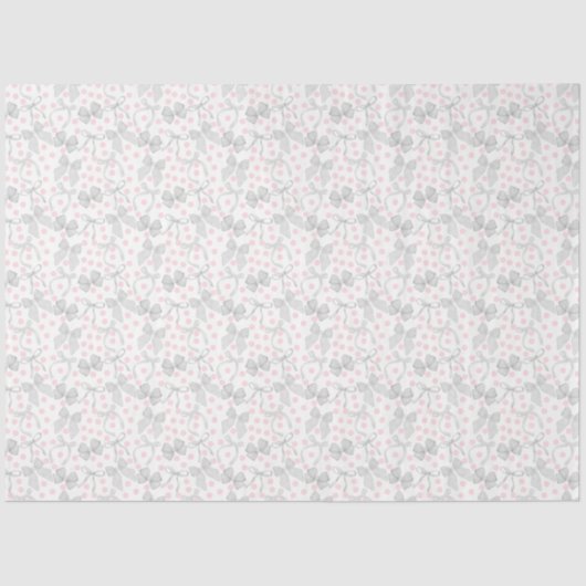 Grijze Strikken & Roze Stippen Tissuepapier (Voorkant)