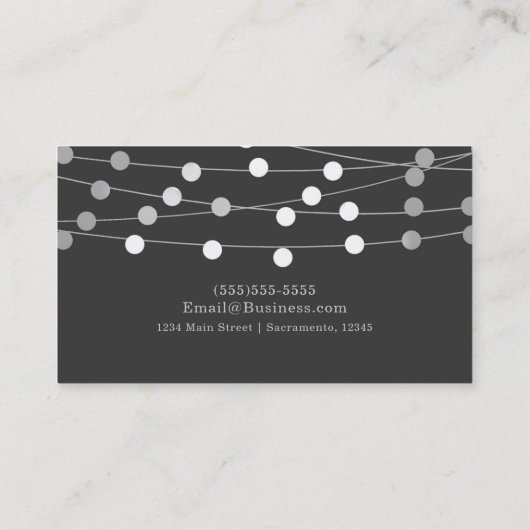 Grijze String Lights Moderne Chique Glam Visitekaartje (Achterkant)