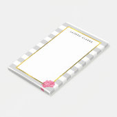 Grijze stripe en roze pony gepersonaliseerd post-it® notes (Schuin)
