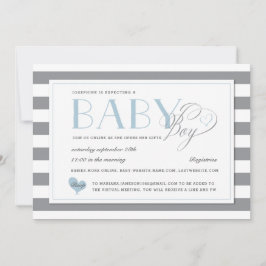 Grijze Stripe Light Boy Baby shower per post Kaart