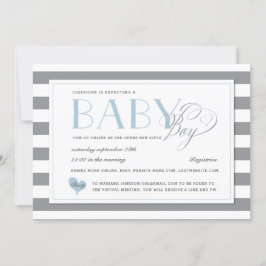 Grijze Stripe Light Boy Baby shower per post Kaart