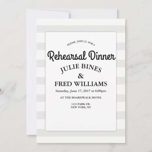 Grijze stripe repetitie Binnenste uitnodiging (Voorkant)