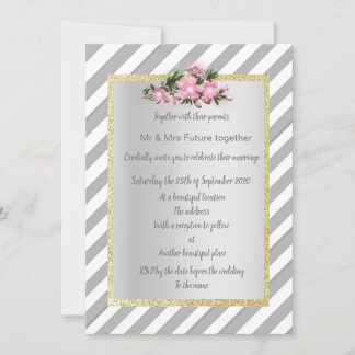 Grijze Stripe roze bloem nodigt nieuw goud uit Kaart