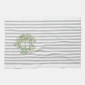 Grijze striped Foliage Heart Love Theedoek (Horizontaal)