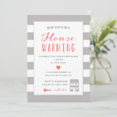 Grijze Stripes Housewarming Party Kaart (Staand voorkant)