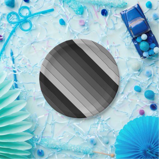 Grijze stripespatroonlegger papieren bordje (Feest)