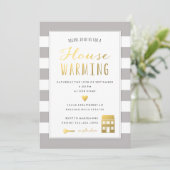 Grijze strips - Goud Housewarming Party Kaart (Staand voorkant)