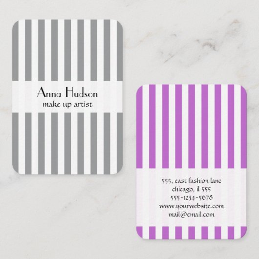 Grijze strips, Paarse strips, strips Visitekaartje (Voorkant / Achterkant)