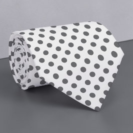 Grijze stropdas met witte mini polka stippen
