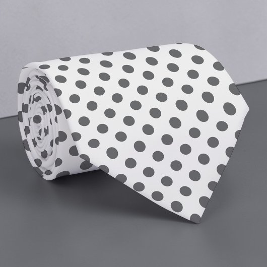 Grijze stropdas met witte mini polka stippen