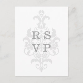 Grijze subtle Damask Wedding RSVP Briefkaart