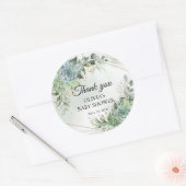 Grijze succulente eucalyptus dank je baby ronde sticker (Envelop)