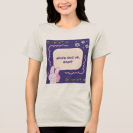 Grijze T-shirt met roze en paarse illustratieve Qu