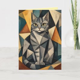 Grijze Tabby Abstract Wenskaart Feestdagen Kaart