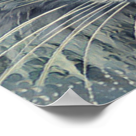 Grijze Tabby Cat-Blue-ogen Poster (Hoek)