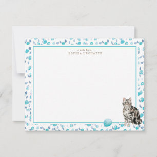Grijze Tabby Cat gepersonaliseerde briefpapier Notitiekaartje