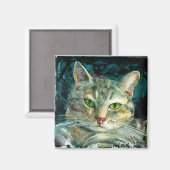 Grijze Tabby Cat Magnet (Voorkant / Achterkant)